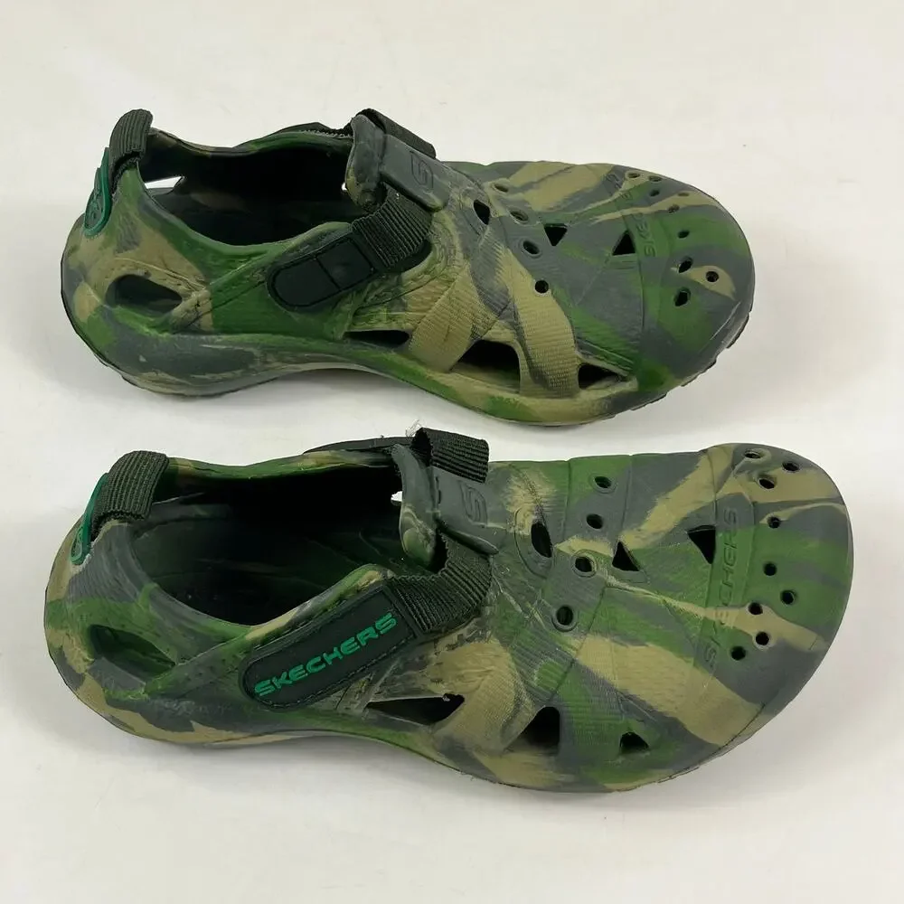 Skechers Clog Sandal Foamies Koolers Swurlz Sz13 Green Camo Water Shoes Slip On